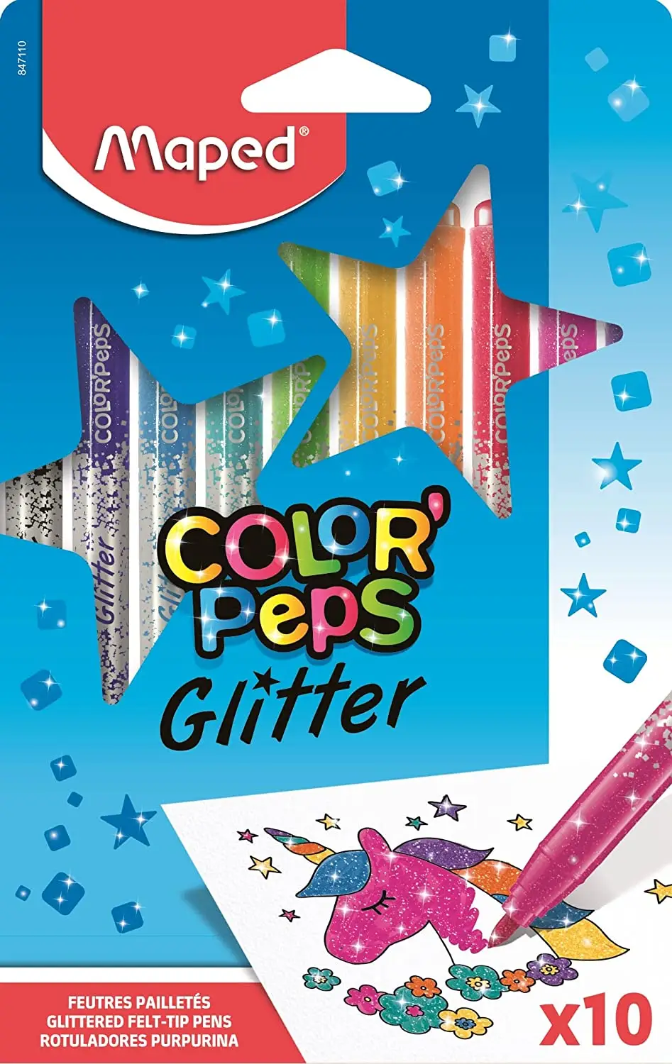 Maped Glitter-Fasermaler COLOR'PEPS, 10er Kartonetui (EAN: 3154148471103)