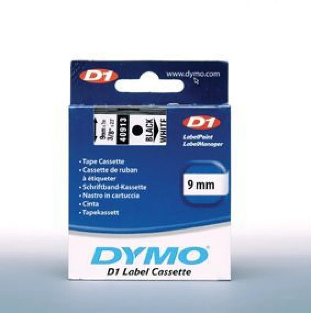 DYMO D1 Schriftbandkassette schwarz/weiß, 9 mm x 7 m (EAN: 5411313409131)