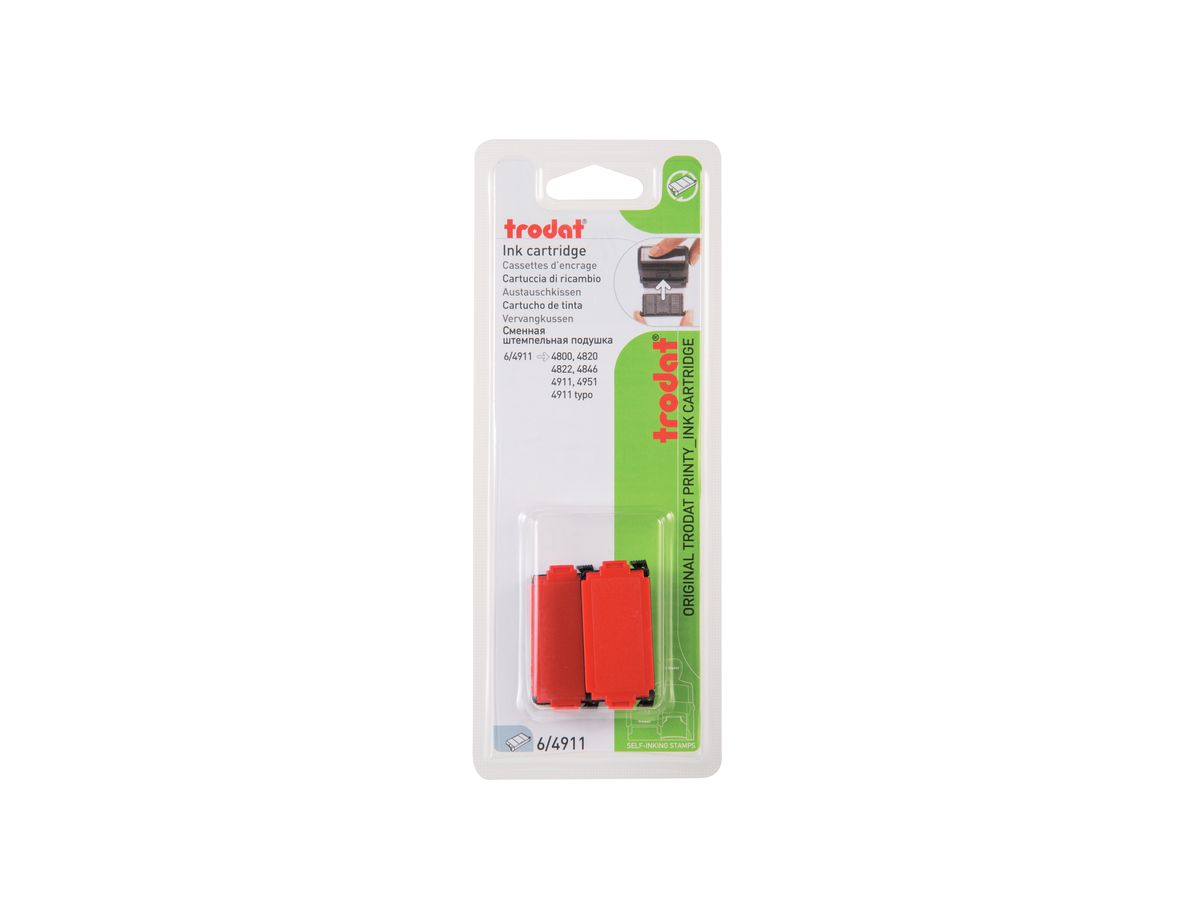 trodat Ersatzstempelkissen 6/4911, rot, Doppelpack (EAN: 9008056834229)