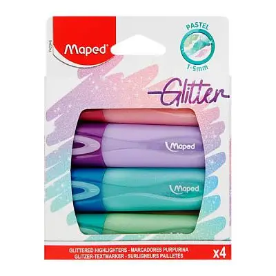 Maped Textmarker Glitter PASTEL, 4er Kartonetui (EAN: 3154147420461)
