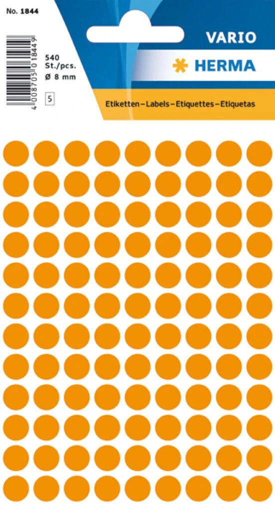 HERMA Markierungspunkte, Durchmesser: 8 mm, leuchtorange (EAN: 4008705018449)