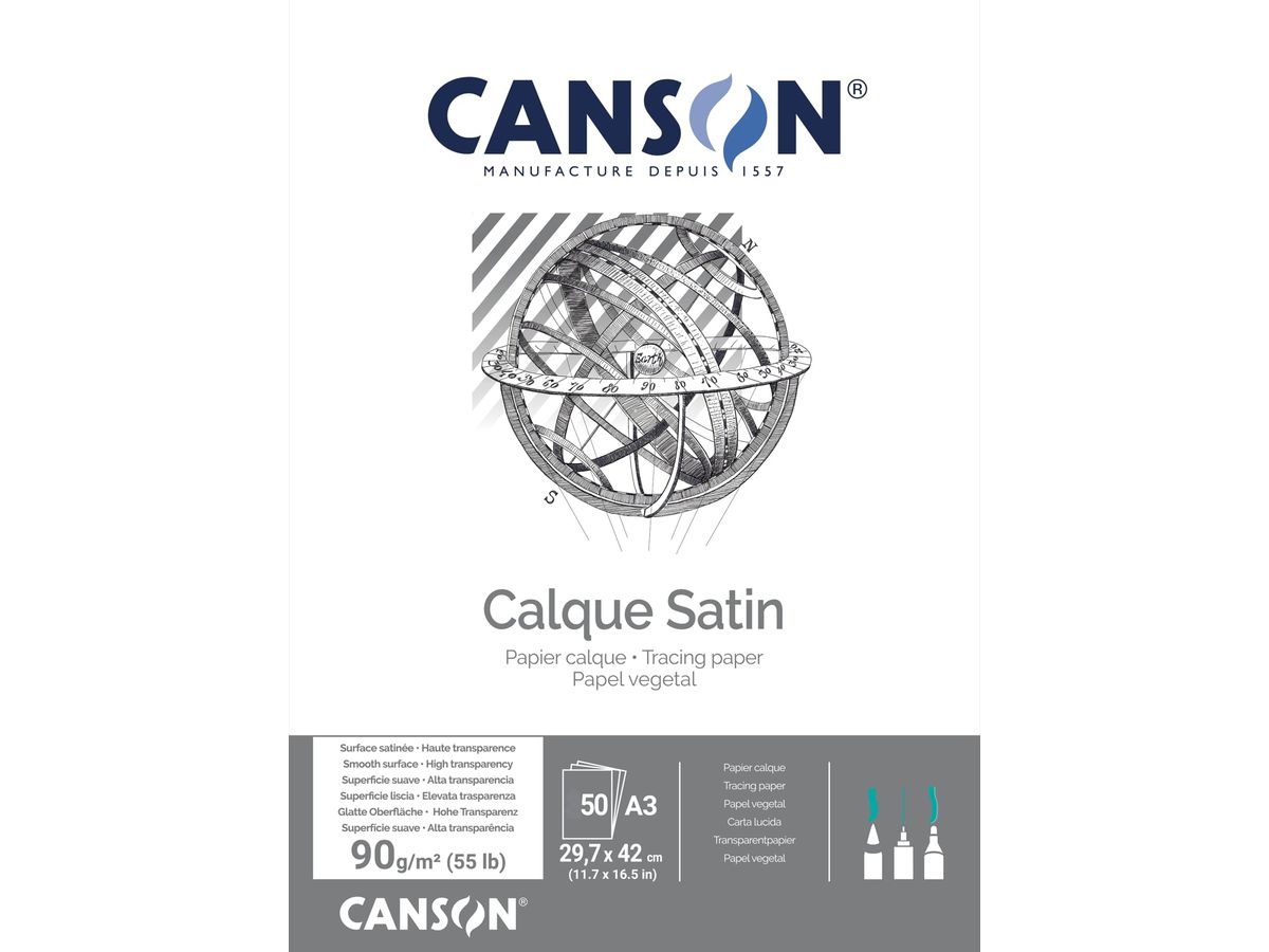 CANSON Transparentpapierblock, DIN A3, 90 g/qm, (EAN: 3148957572021)