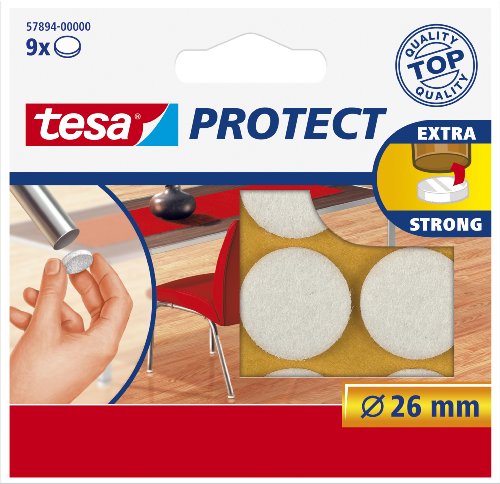 tesa Protect Filzgleiter, weiß, Durchmesser: 26 mm (EAN: 4042448885036)