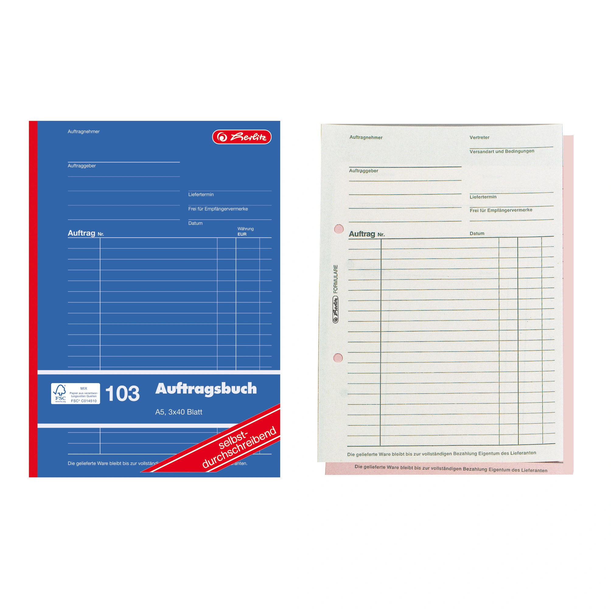 herlitz Formularbuch "Auftrag 103", DIN A5, 3 x 40 Blatt (EAN: 4008110880532)