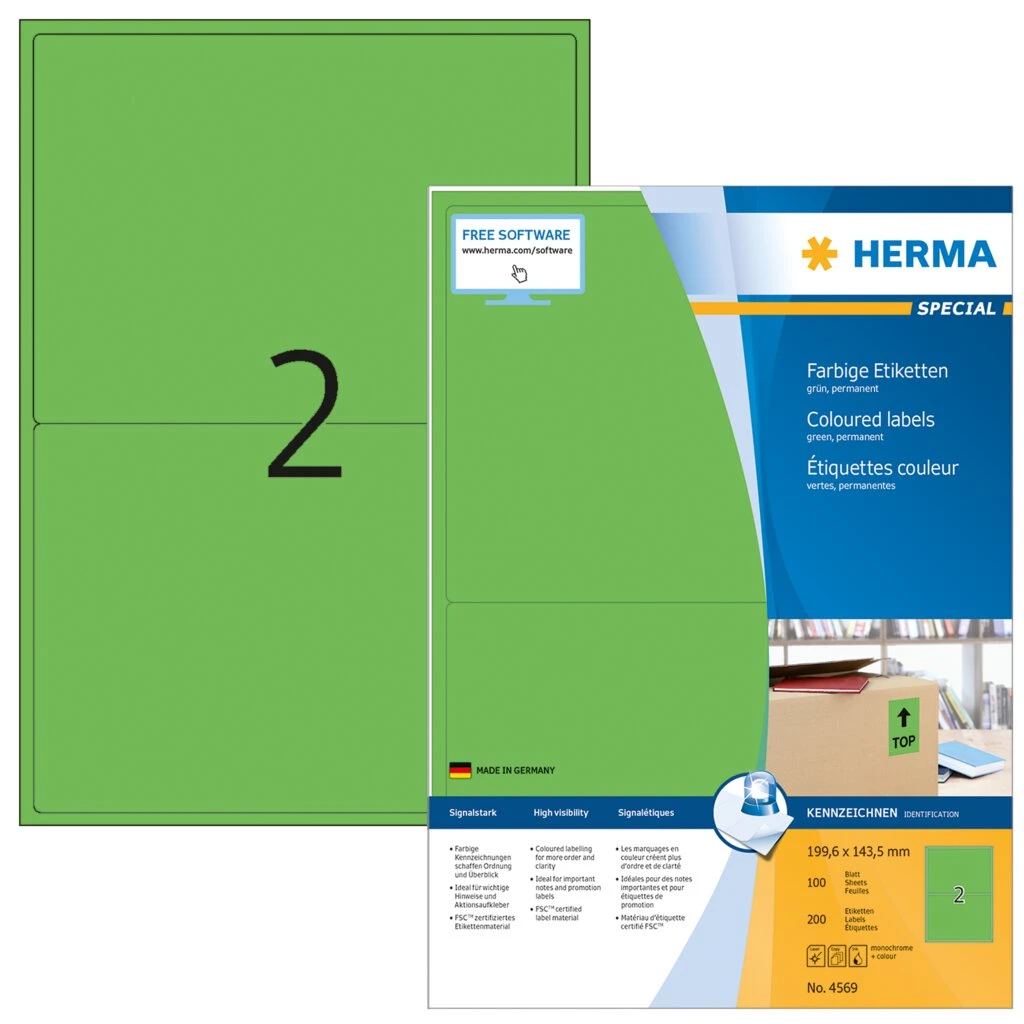 HERMA Universal-Etiketten SPECIAL, 199,6 x 143,5 mm, grün (EAN: 4008705045698)