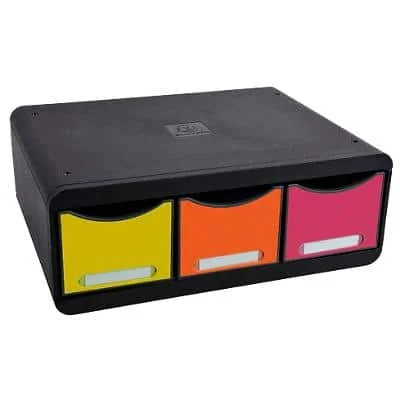 EXACOMPTA Schubladenbox TOOLBOX MAXI, 3 Schübe, harlekin, schwarz (EAN: 9002493424142)