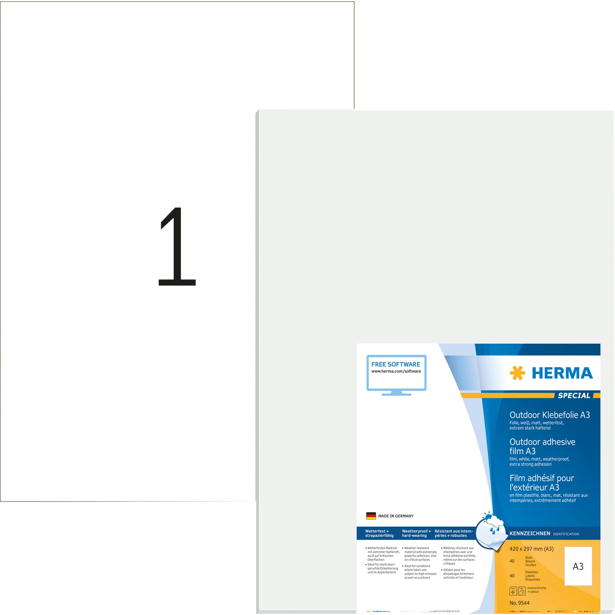 HERMA Outdoor Folien-Etiketten SPECIAL, 420 x 297 mm, weiß (EAN: 4008705095440)