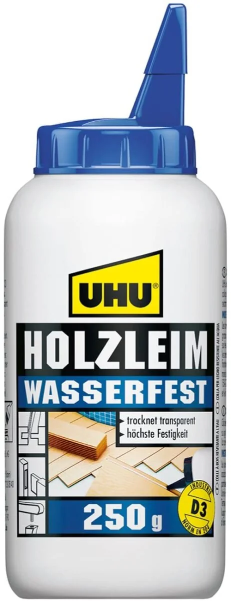 UHU Holzleim wasserfest D3, lösemittelfrei, 250 g Flasche (EAN: 4026700485158)