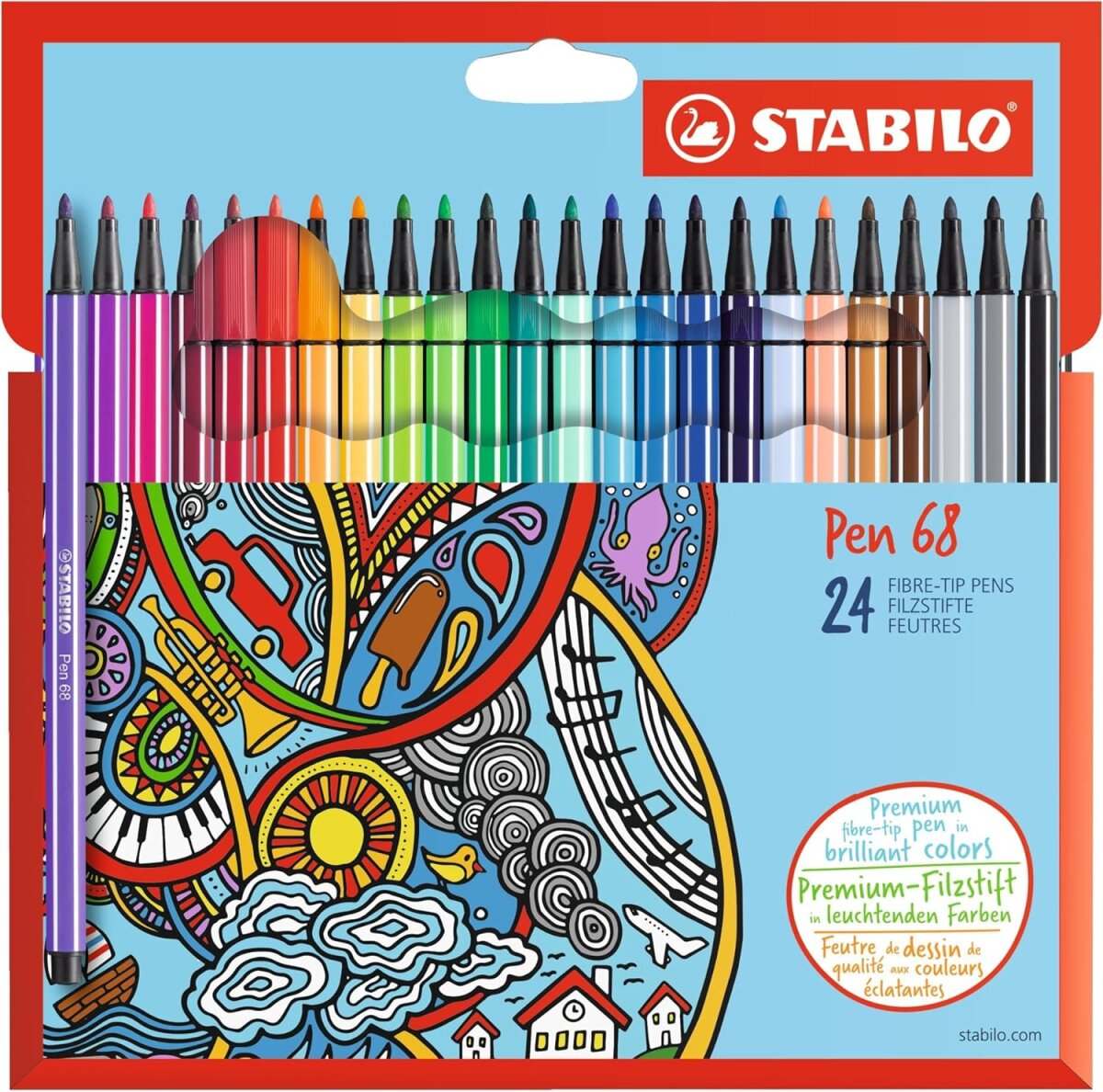 STABILO Fasermaler Pen 68, 24er Kartonetui (EAN: 4006381483872)