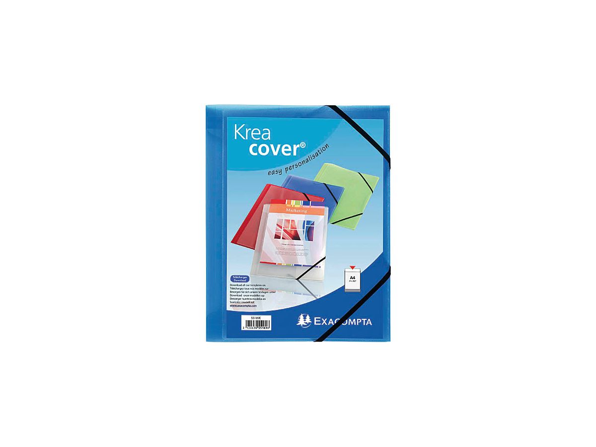 EXACOMPTA Eckspannermappe Kreacover, DIN A4, PP, blau (EAN: 3130630551829)