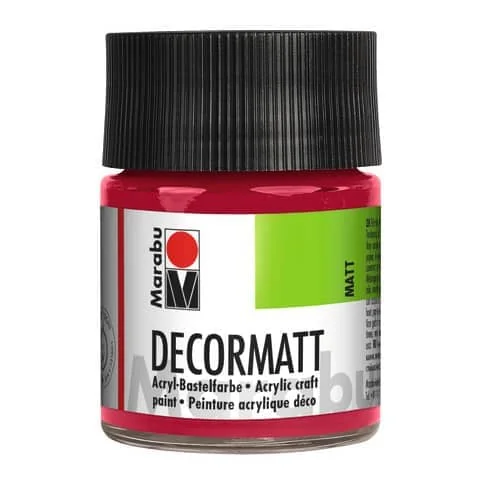 Marabu Acrylfarbe "Decormatt", karminrot, 50 ml, im Glas (EAN: 4007751007834)