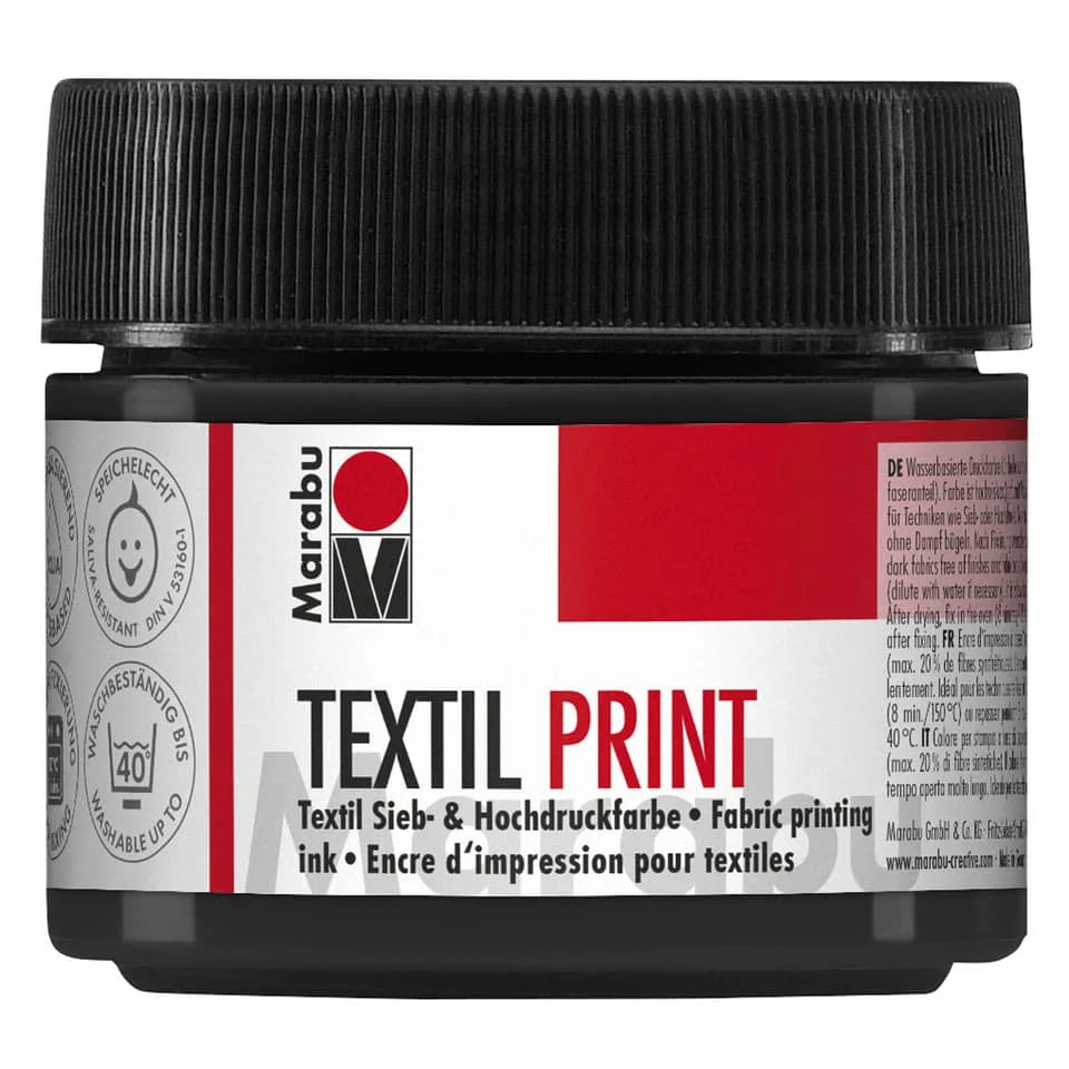 Marabu Textilfarbe "Textil Print", lampenschwarz, 100 ml (EAN: 4007751733122)