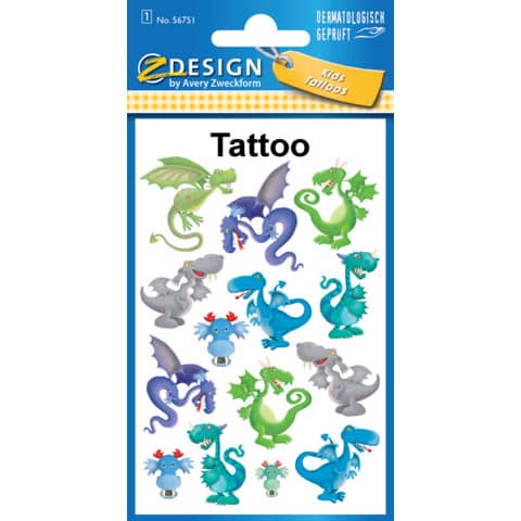 ZDesign KIDS Kinder-Tattoos "Drachen", bunt (EAN: 4004182567517)