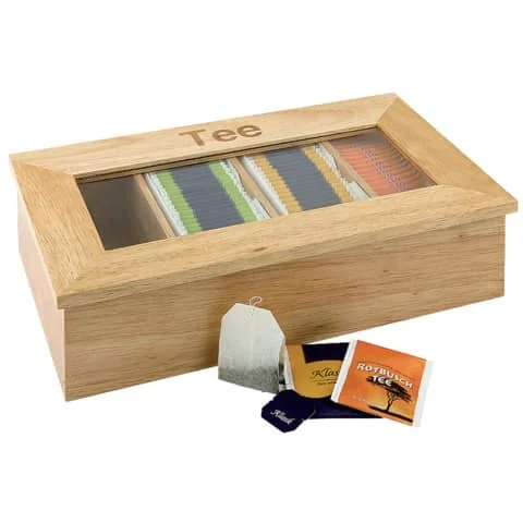 APS Teebox, aus Holz, 4 Kammern, hellbraun (EAN: 4004133115750)