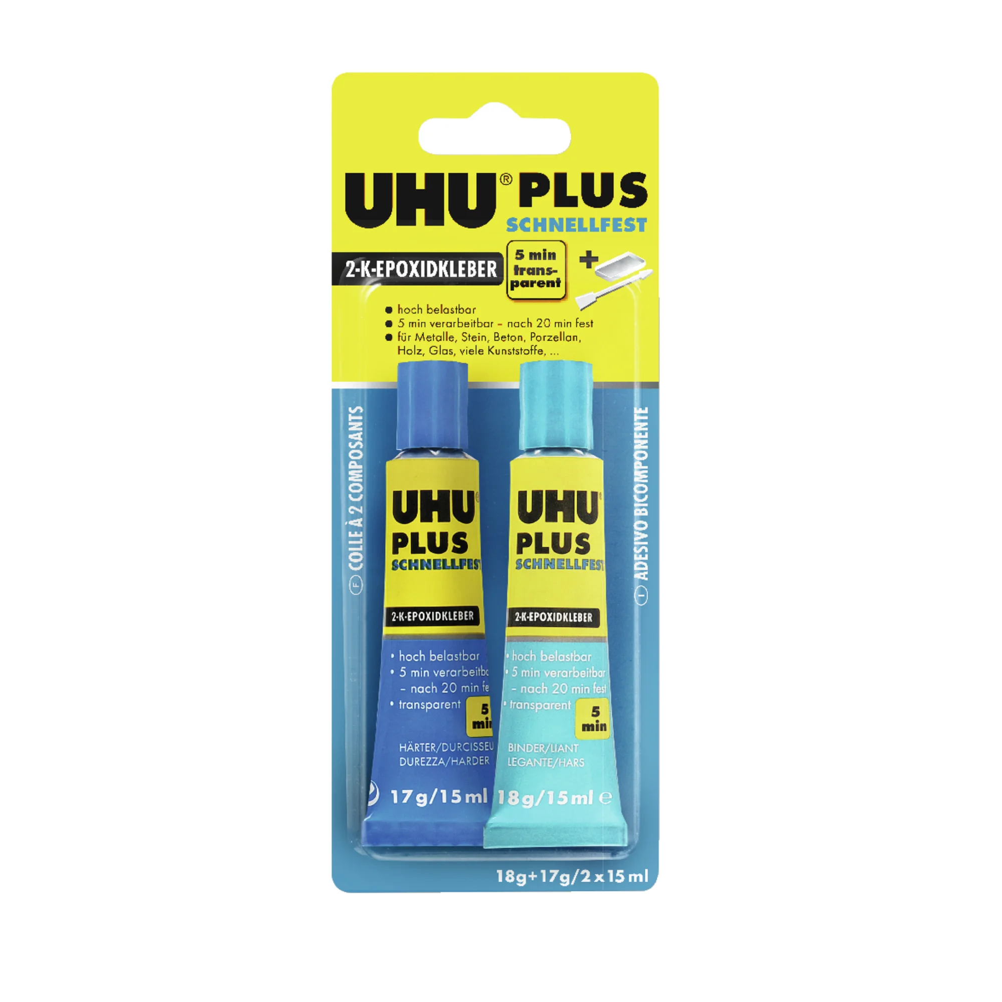 UHU 2-Komponenten-Klebstoff plus schnellfest, 35 g in Tube (EAN: 4026700457001)