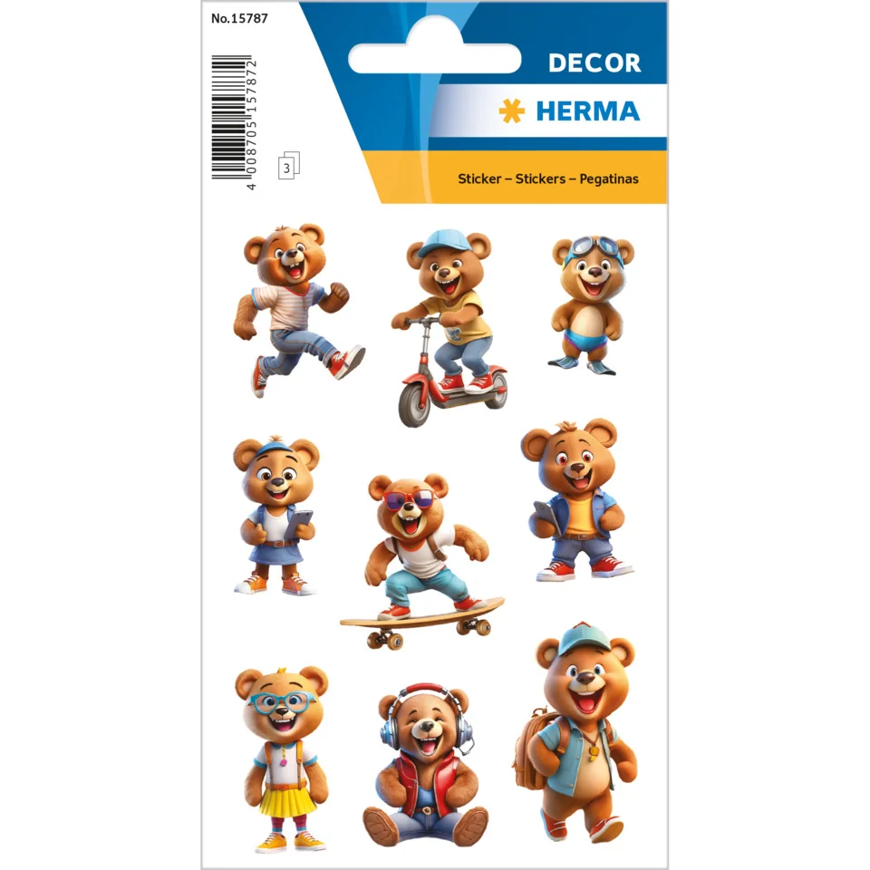 HERMA Sticker DECOR Coole Teddys, Papier (EAN: 4008705157872)
