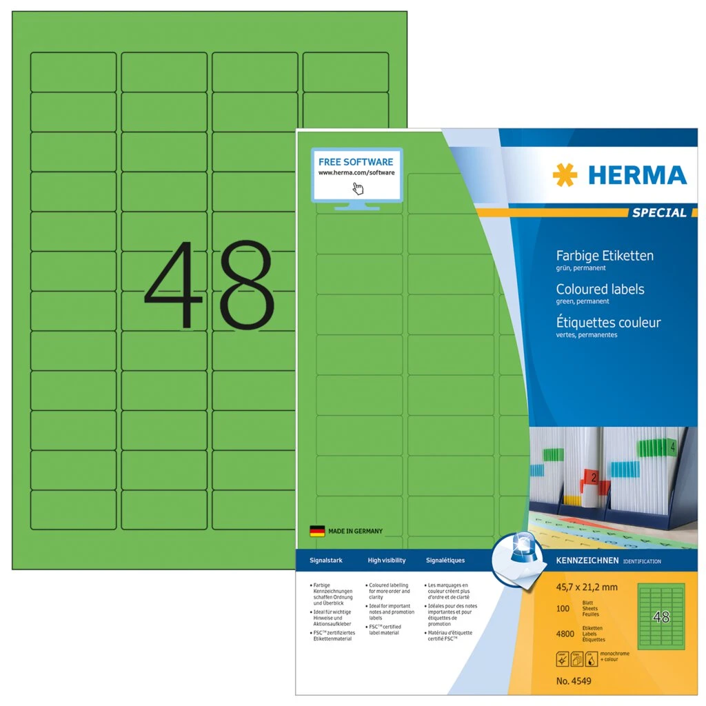 HERMA Universal-Etiketten SPECIAL, 45,7 x 21,2 mm, grün (EAN: 4008705045490)