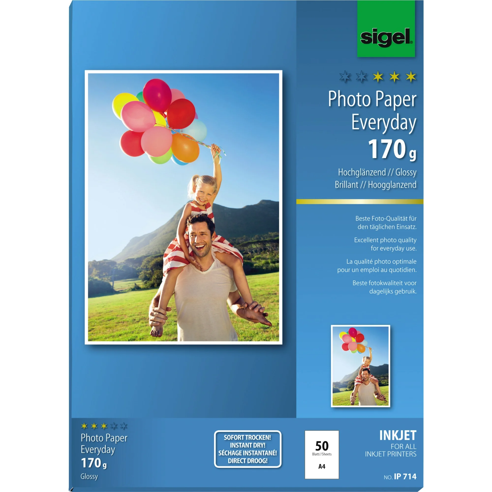 sigel InkJet-Everyday-Foto-Papier, DIN A4, hochglänzend, weiß (EAN: 4004360998843)