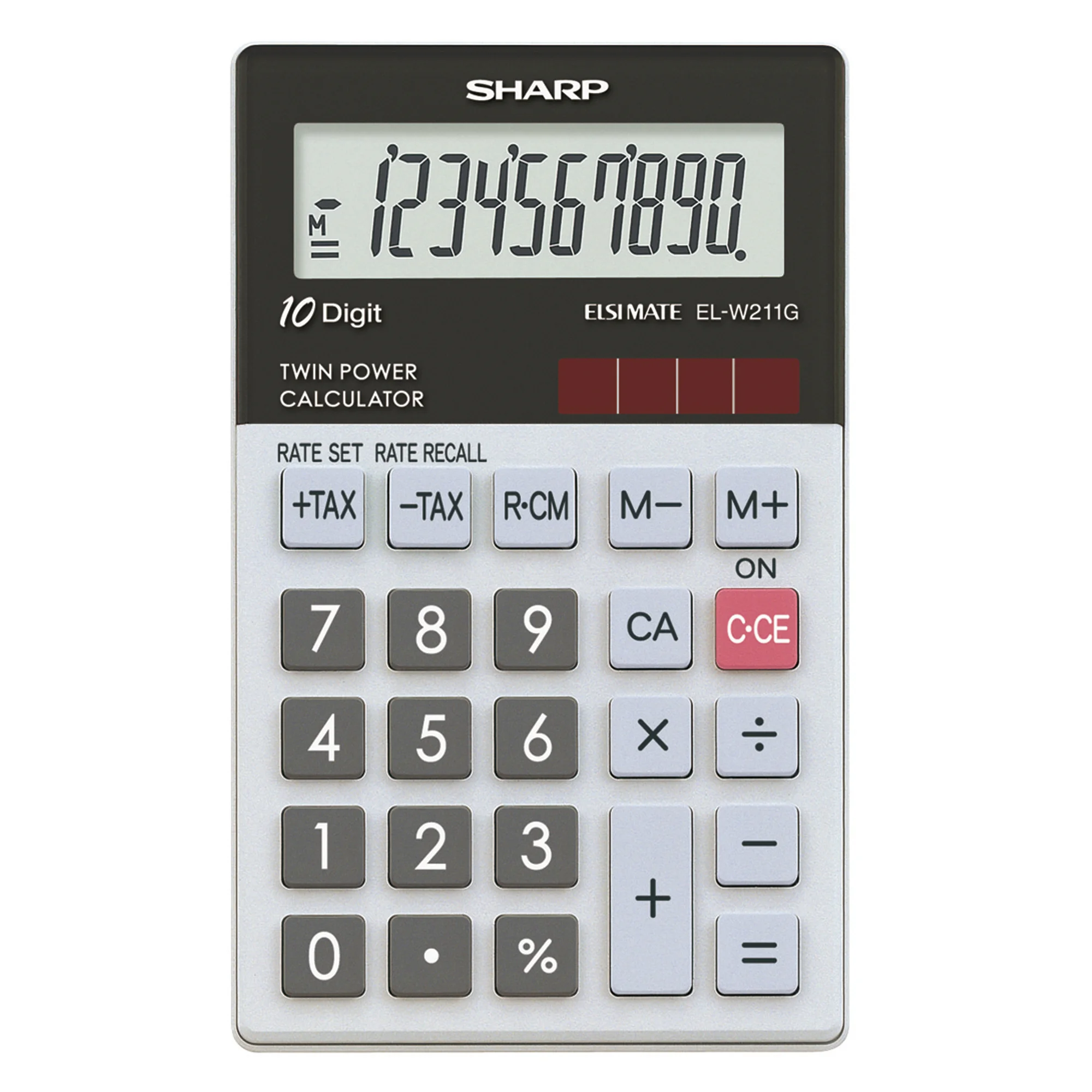 SHARP Taschenrechner EL-W211G GY, Solar-/ Batteriebetrieb (EAN: 4974019026039)
