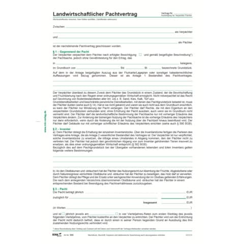 RNK Verlag Landwirtschaftlicher Pachtvertrag, 4-seitig (EAN: 4002871055505)