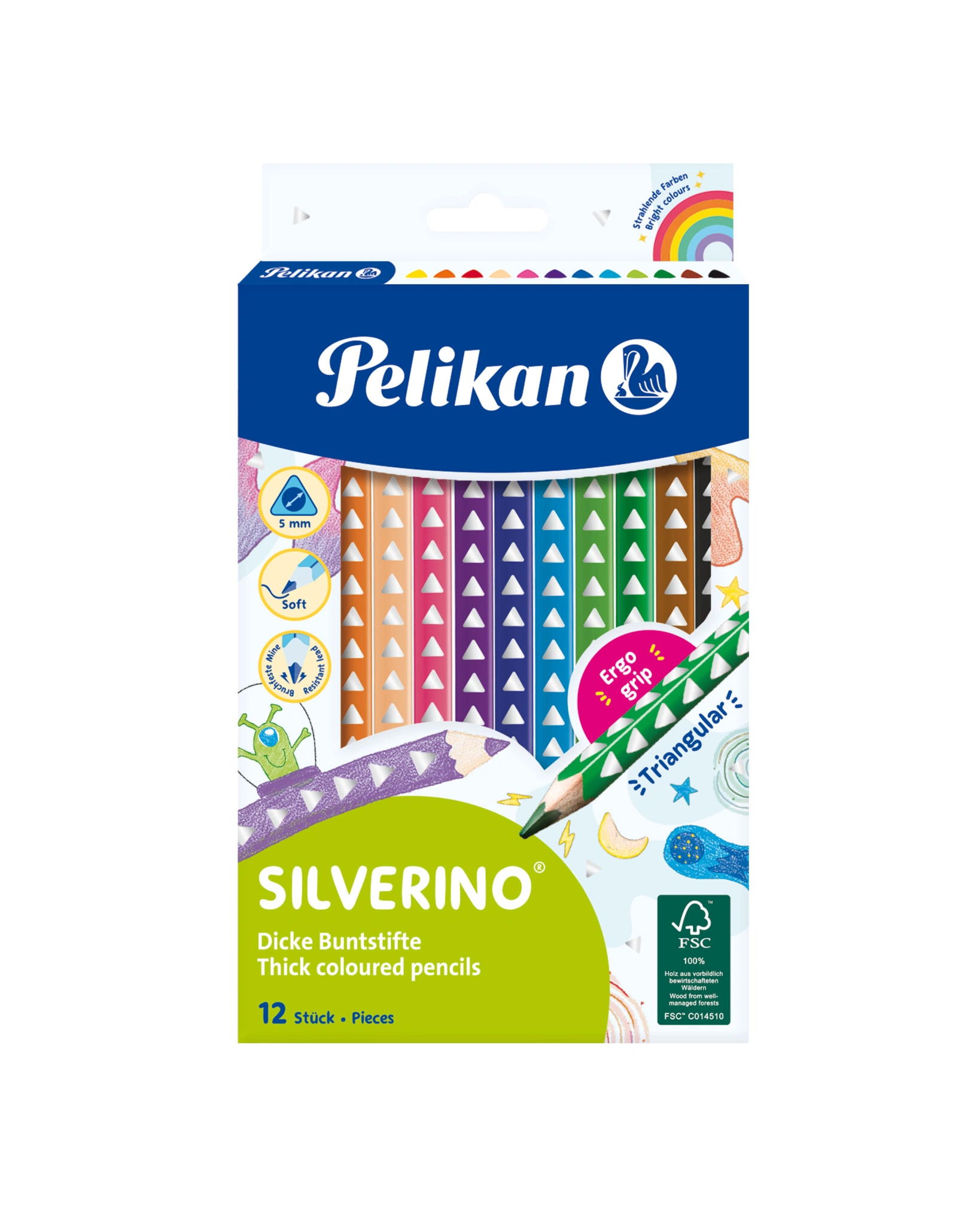 Pelikan Dreikant-Buntstifte SILVERINO dick, 12er Kartonetui (EAN: 4012700700629)