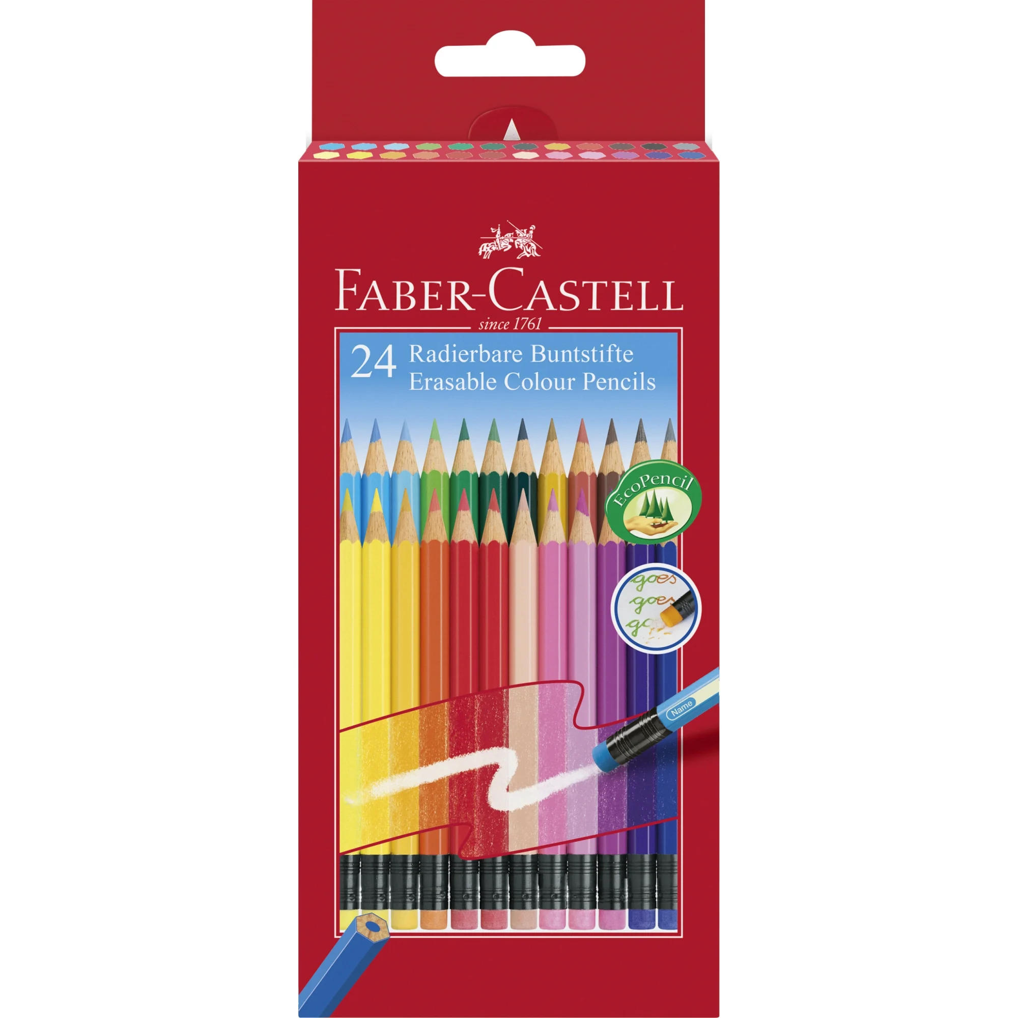 FABER-CASTELL Buntstifte radierbar, 24er Kartonetui (EAN: 4005401166252)