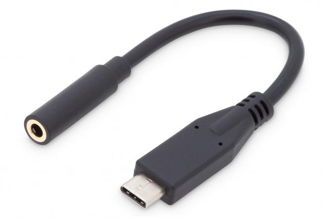 DIGITUS USB Type-C Audio Adapterkabel, 0,2 m, schwarz (EAN: 4016032451112)