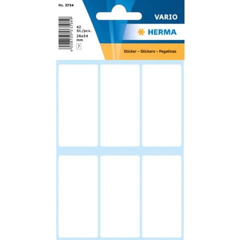 HERMA Vielzweck-Etiketten, 26 x 54 mm, weiß, Kleinpackung (EAN: 4008705037549)