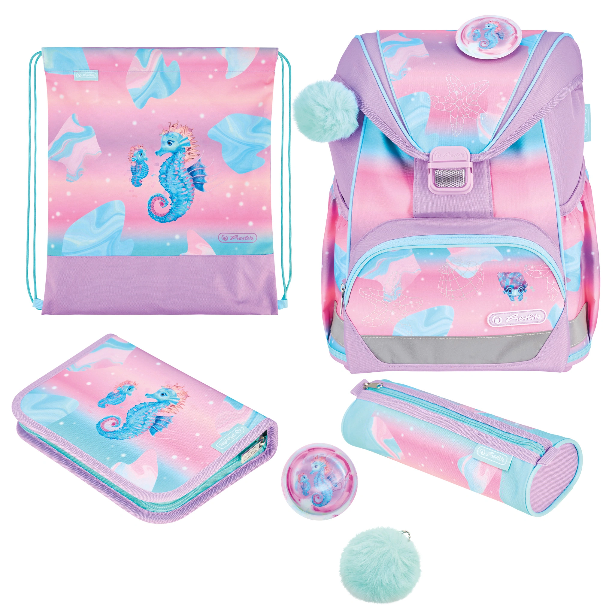 herlitz Schulranzen UltraLight Plus "Ocean Lights", rosa/türkis (EAN: 4008110396552)