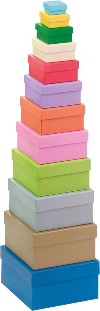 folia Geschenkboxen "Eckig", 12 Stück Größen/Farben sortiert (EAN: 4001868310900)
