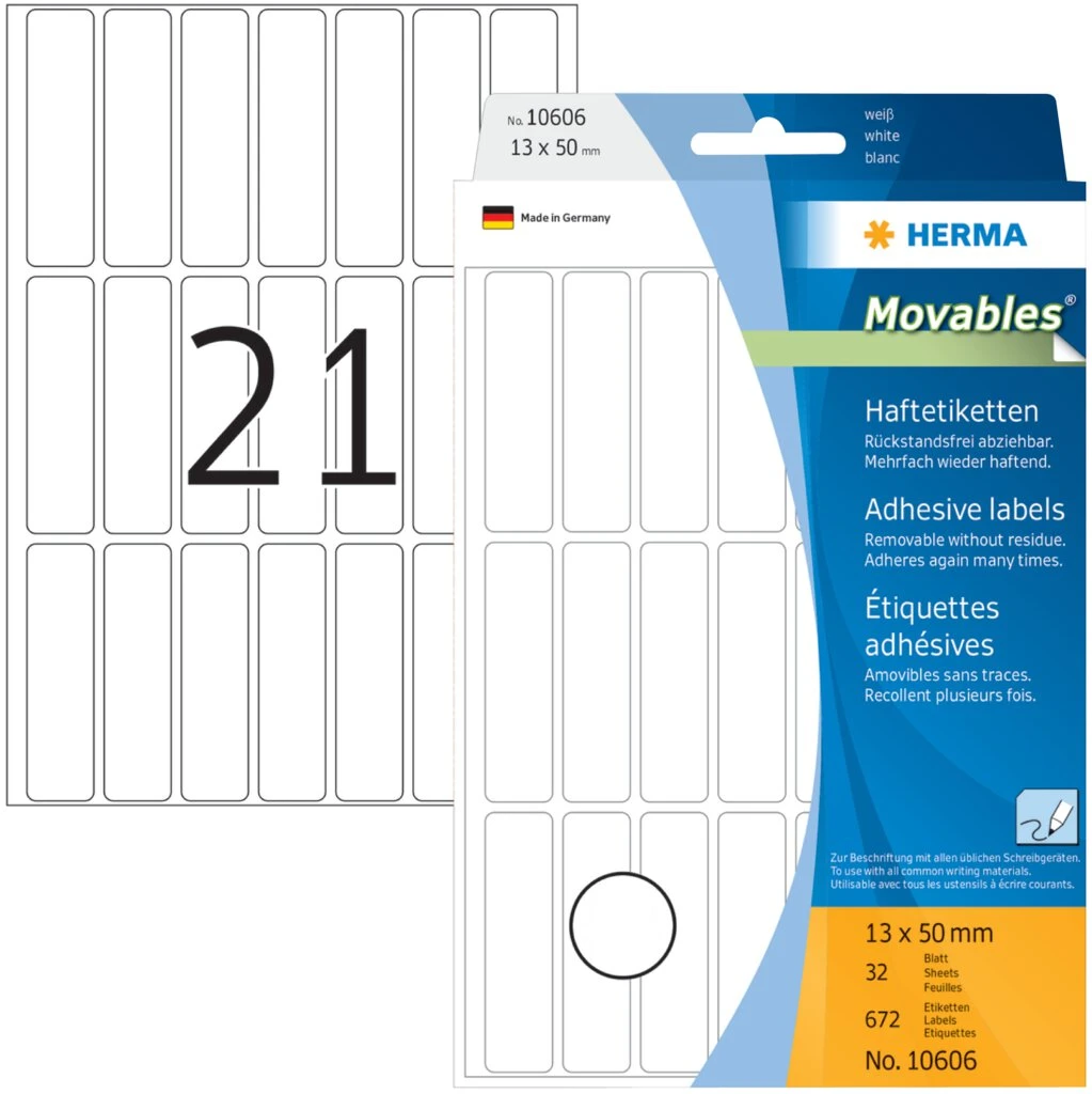 HERMA Vielzweck-Etiketten, 13 x 50 mm, zur Handbeschriftung (EAN: 4008705106061)