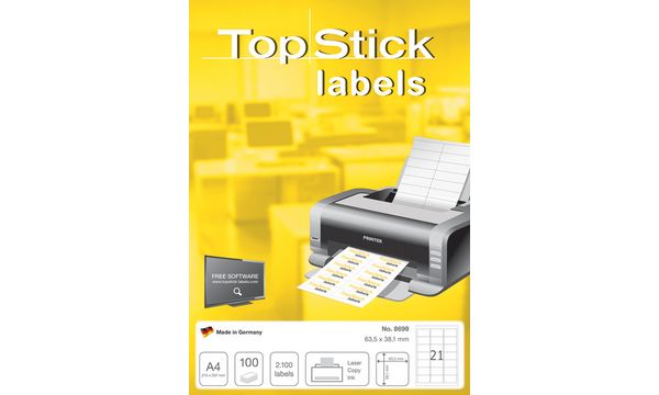 TOP STICK Universal-Etiketten, 210 x 148 mm, weiß, 100 Blatt (EAN: 4023145087183)