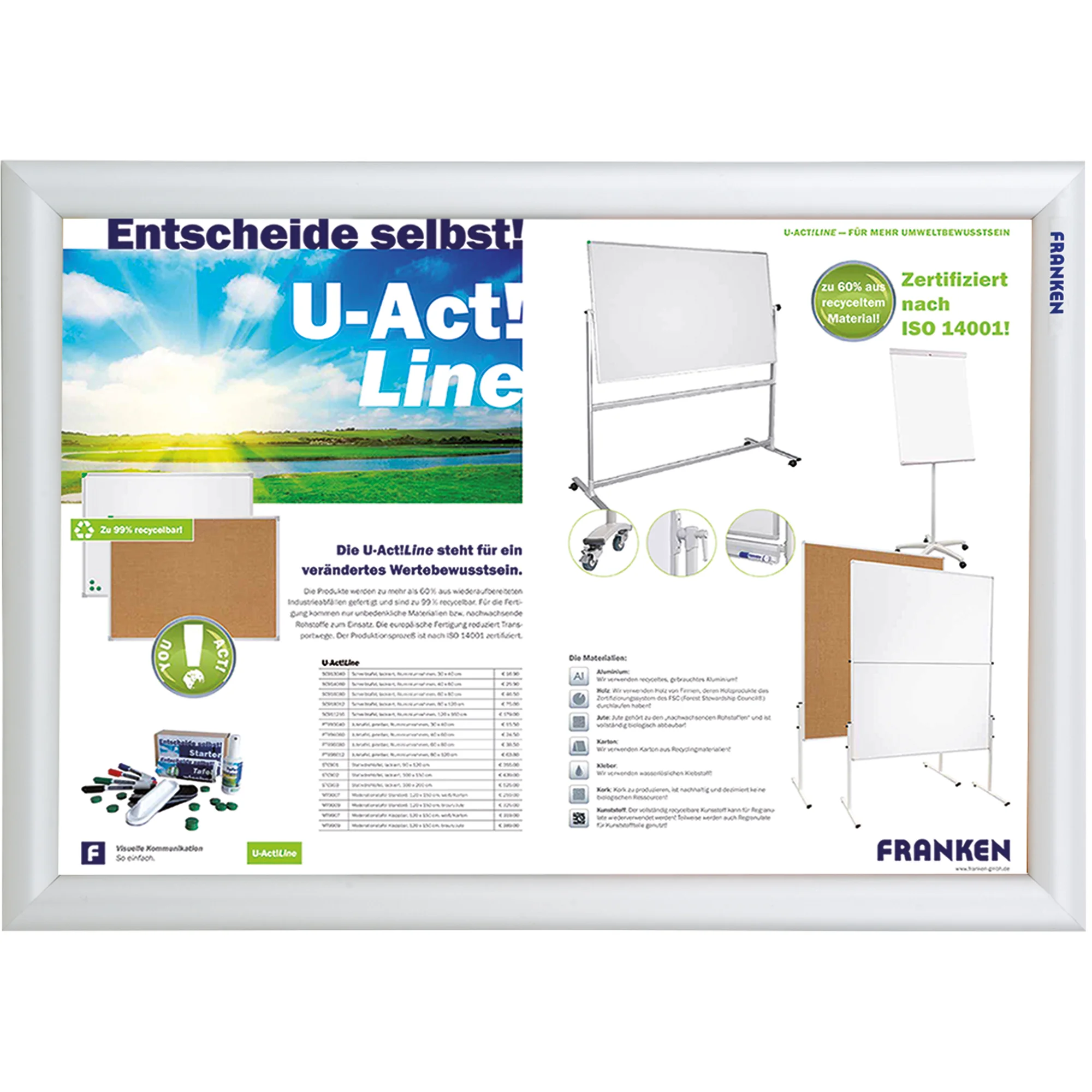 FRANKEN Plakatrahmen Security, feuerfest, DIN A3, silber (EAN: 4016946223737)