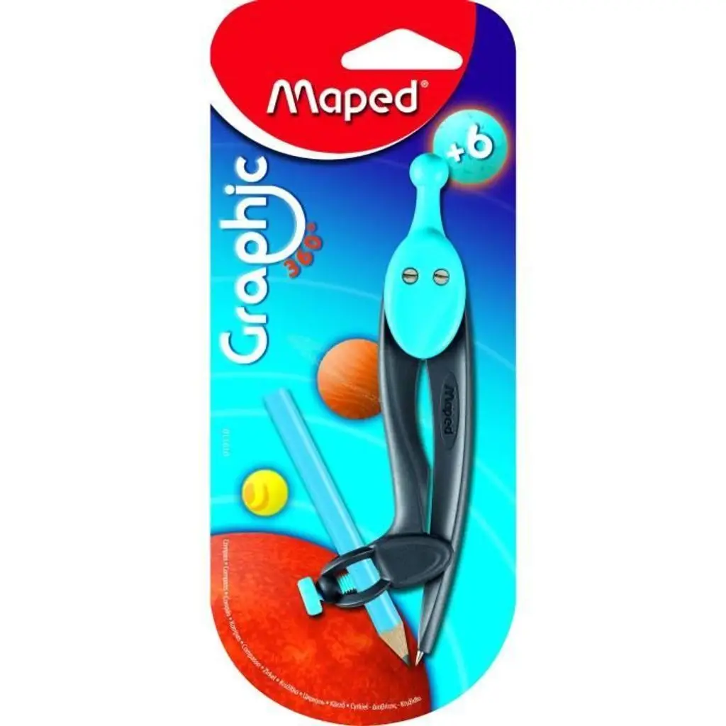 Maped Zirkel Graphic 360 Grad, mit Adapterring, blau, grün und lila (EAN: 3154140191108)