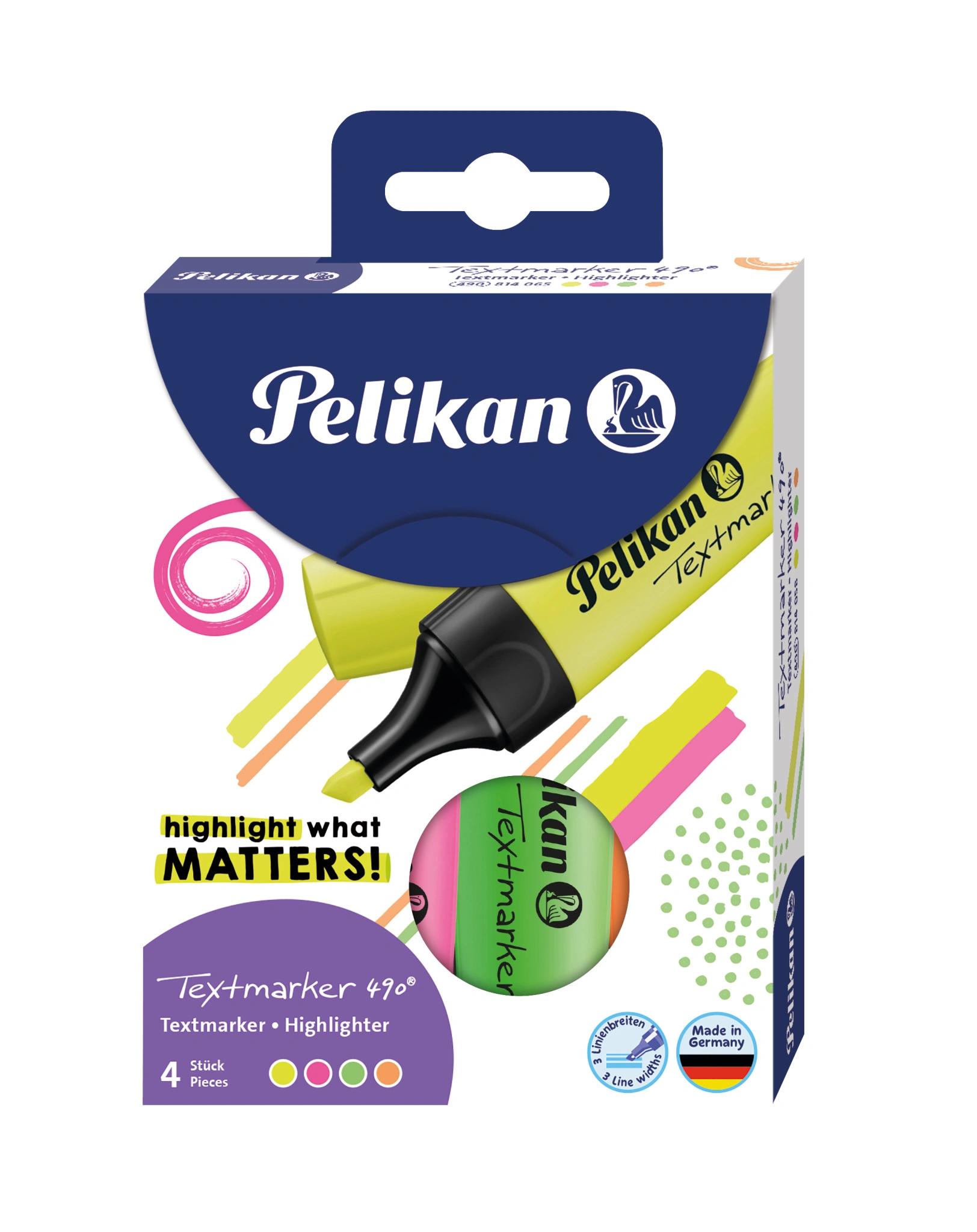 Pelikan Textmarker 490, 4er Etui, farbig sortiert (EAN: 4012700814050)