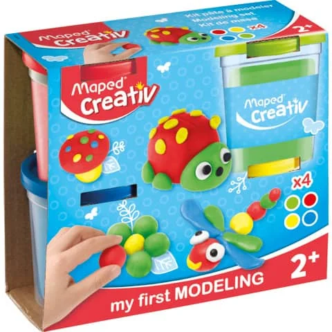 Maped Creativ Spielknete-Set, 4 Standard-Farben, 456 g, grün, blau, rot & gelb (EAN: 3154149072002)