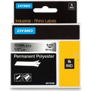 DYMO RHINO Polyester-Schriftband metallic, 12 mm x 5,5 m (EAN: 0071701184863)