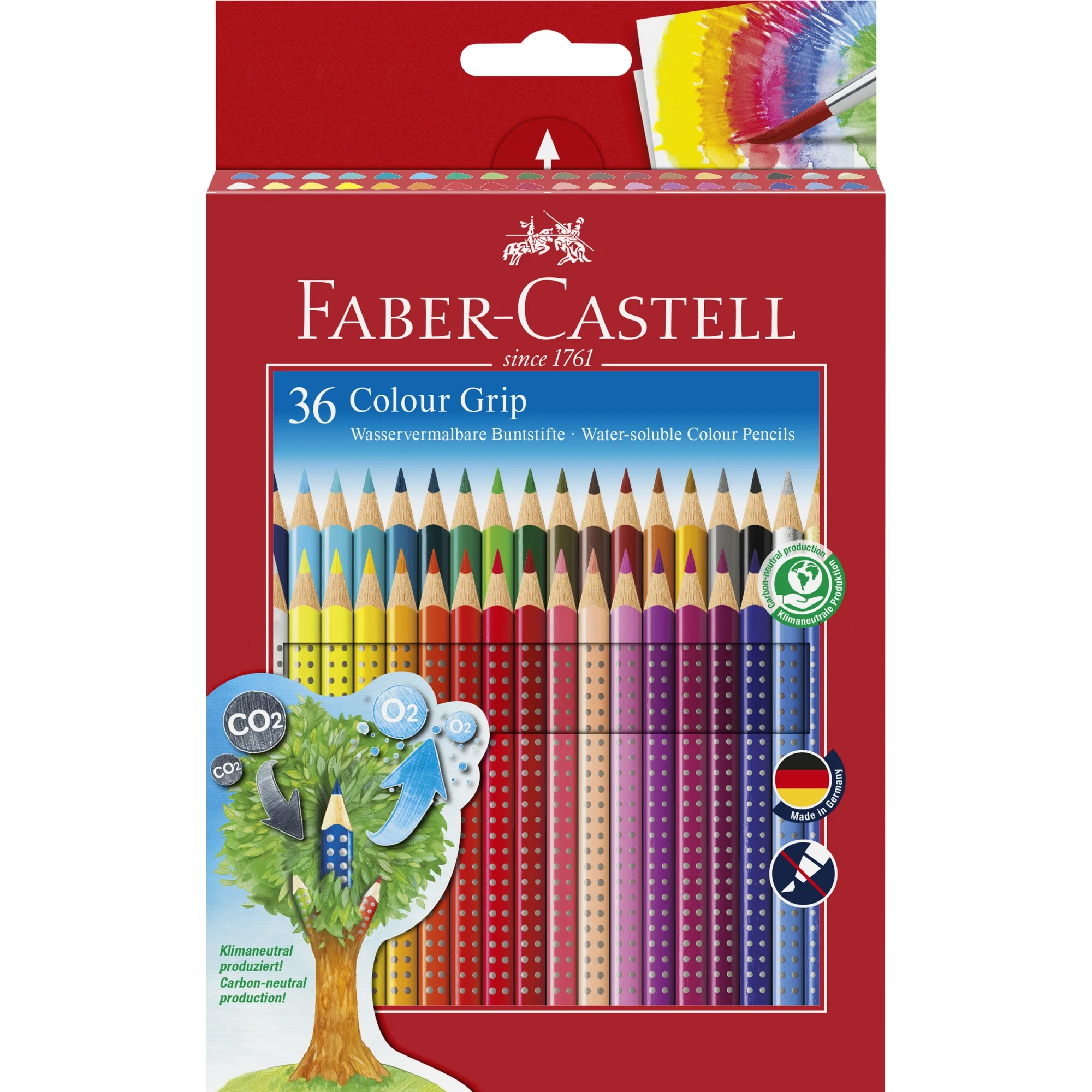 FABER-CASTELL Dreikant-Buntstifte Colour GRIP, 36er Etui (EAN: 4005401124429)
