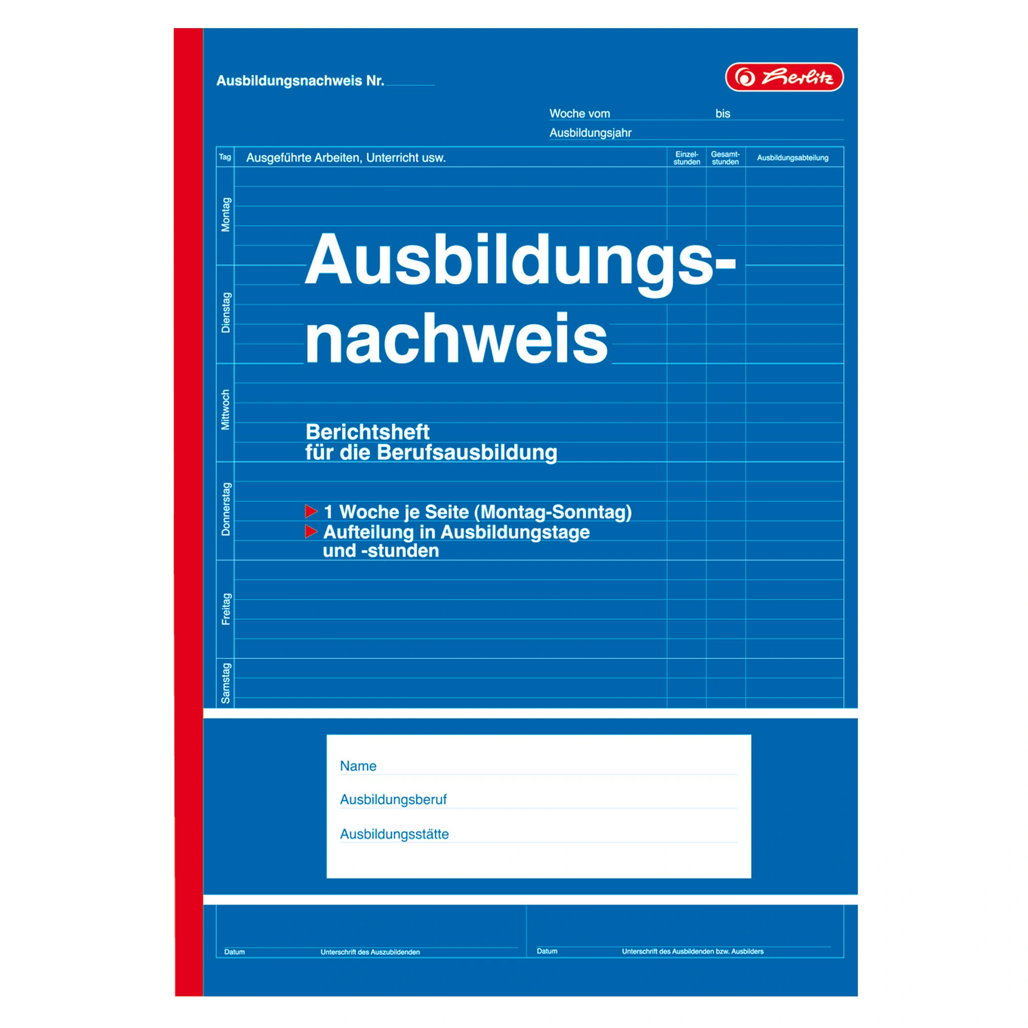 herlitz Formularbuch "Ausbildungsnachweis", DIN A4, 28 Blatt (EAN: 4008110840703)