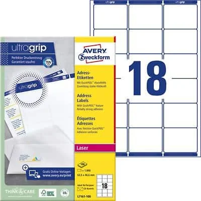 AVERY Adressetikett, 63,5 x 46,6 mm, weiß, blanc (EAN: 3266550260180)