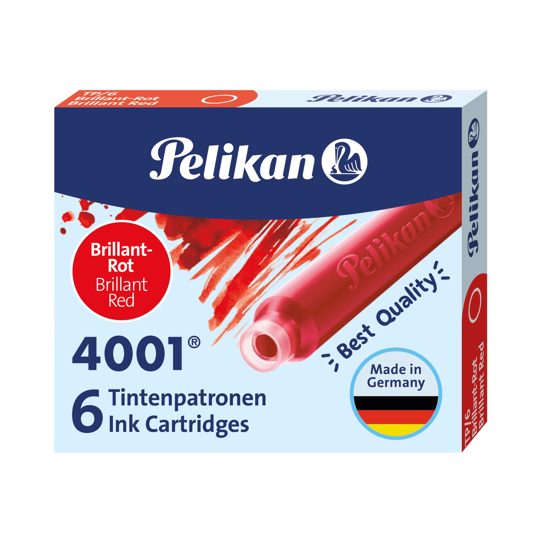 Pelikan Standard-Tintenpatronen 4001 TP/6, brillant-rot (EAN: 4012700301192)