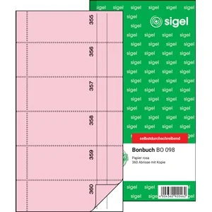 sigel Formularbuch "Bonbuch", 105 x 200 mm, SD, rosa (EAN: 4004360920462)