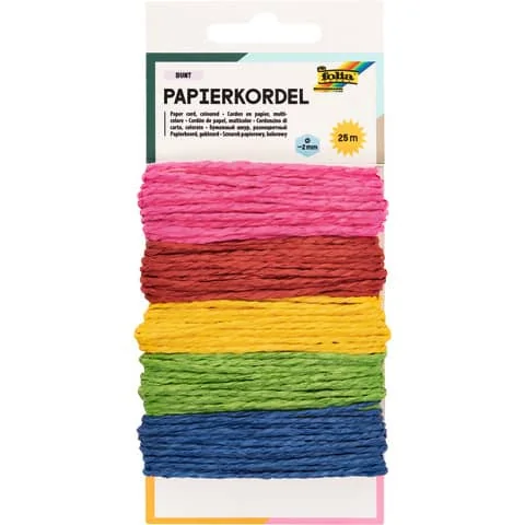 folia Papierkordel, 5 m, farbig sortiert, pink, rot, gelb, grün, blau (EAN: 4001868092851)