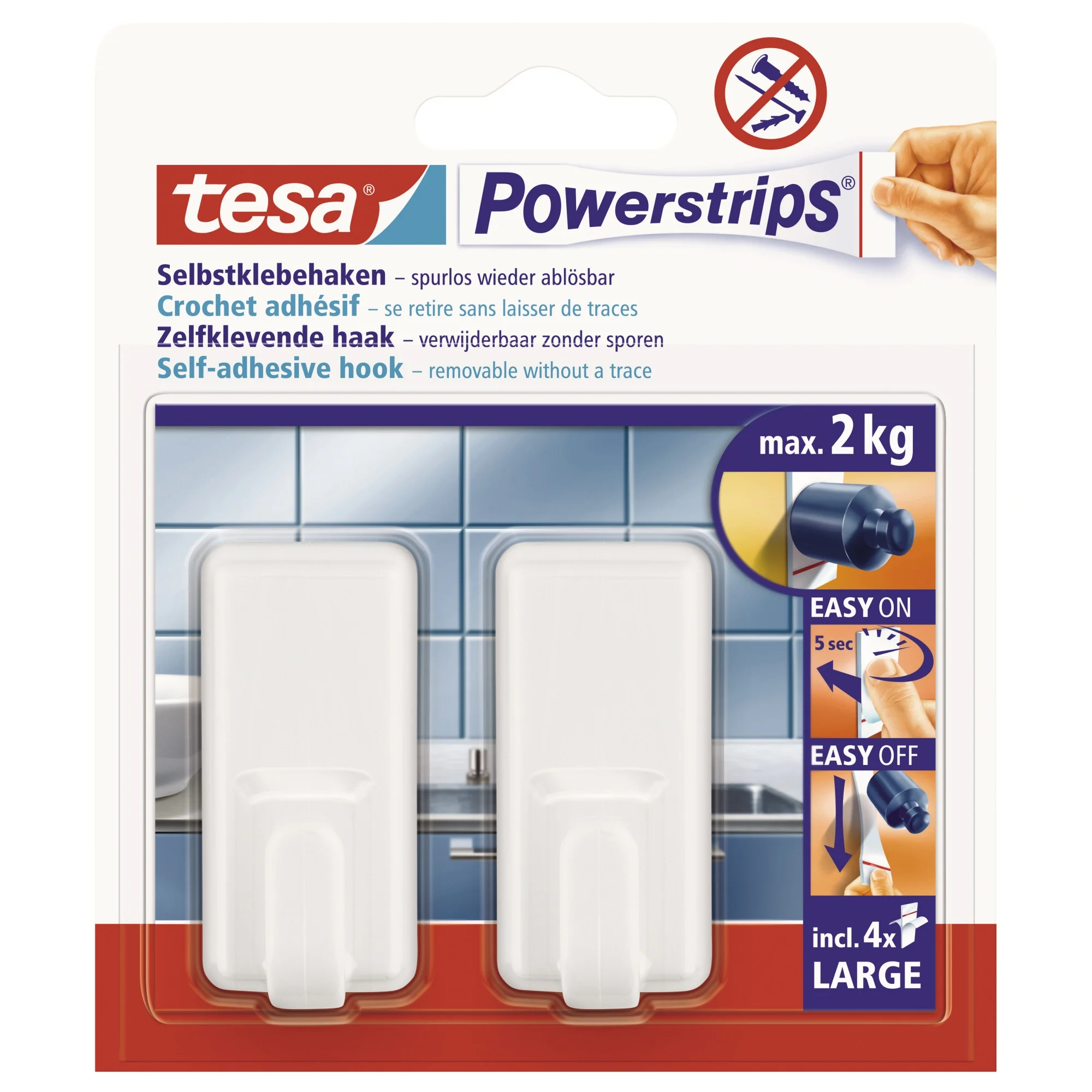 tesa Powerstrips Haken LARGE Classic, weiss (EAN: 4042448105011)