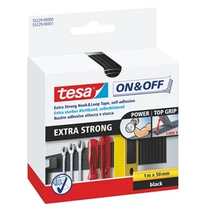 tesa On & Off Klettband Extra Strong, 50 mm x 1 m, schwarz (EAN: 4042448859518)
