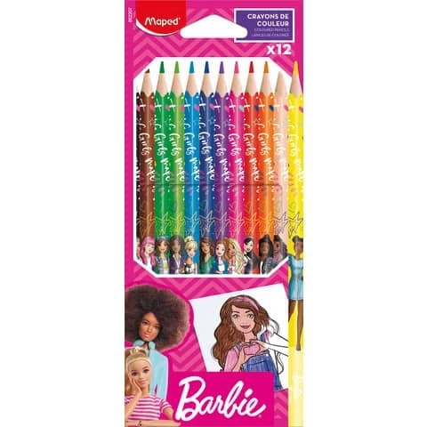 Maped Dreikant-Buntstifte Barbie, 12er Kartonetui, farbig sortiert (EAN: 3154148622079)