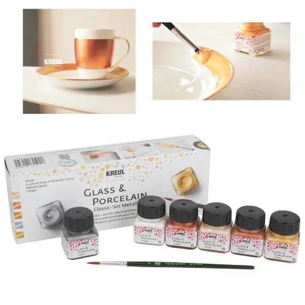 KREUL Glass & Porcelain Classic, Metallicfarben 6er-Set (EAN: 4000798121341)
