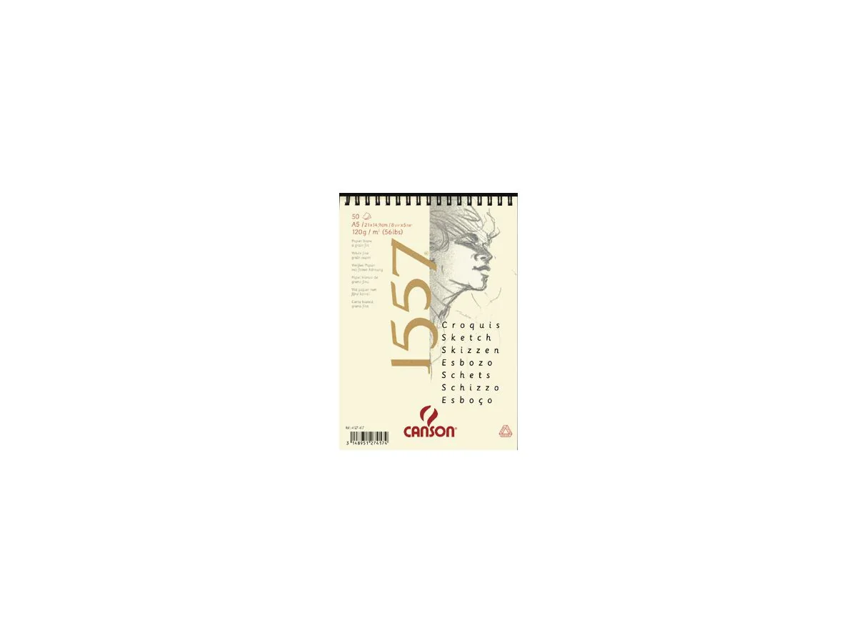 CANSON Zeichenpapierblock 1557, DIN A5, 120 g/qm, 50 Blatt, reinweiß (EAN: 3148950033833)