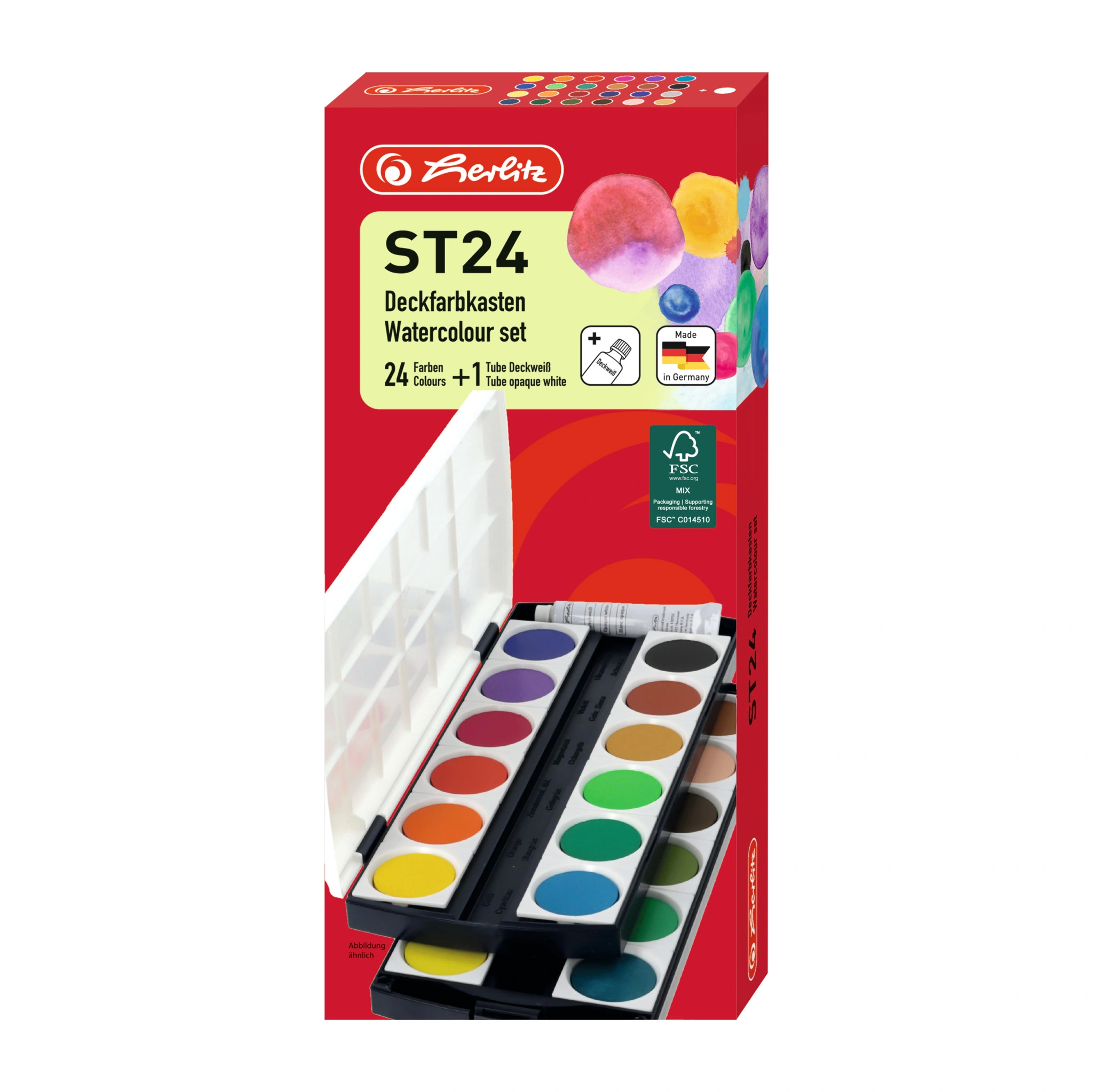 herlitz Deckfarbkasten ST24, 24 Farben, aus Kunststoff (EAN: 4008117006003)