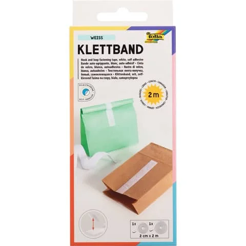 folia Klettband, 20 mm x 2 m, selbstklebend, weiß (EAN: 4001868023022)